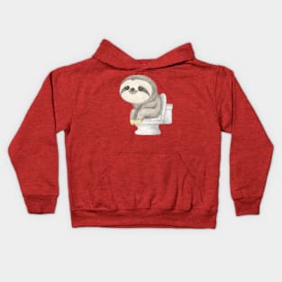 Sloth sitting on the toilet Kids Hoodie